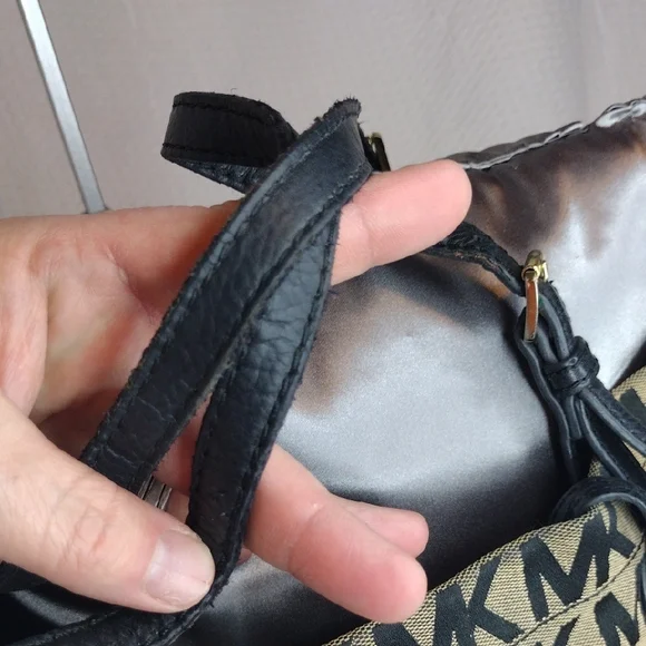 Michael Michael Kors Signature Black and Tan Canvas Tote - Picture 4 of 13